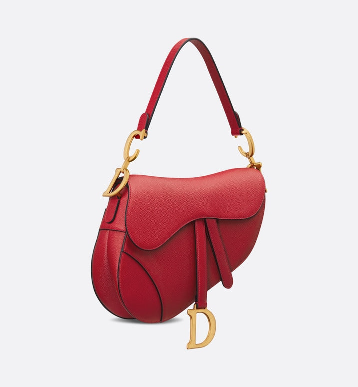 Saddle Bag with Strap • Amaryllis Red Grained Calfskin