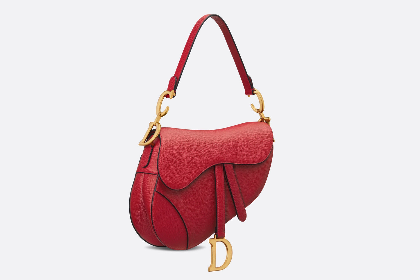 Saddle Bag with Strap • Amaryllis Red Grained Calfskin