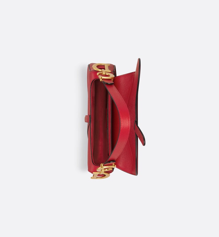 Saddle Bag with Strap • Amaryllis Red Grained Calfskin
