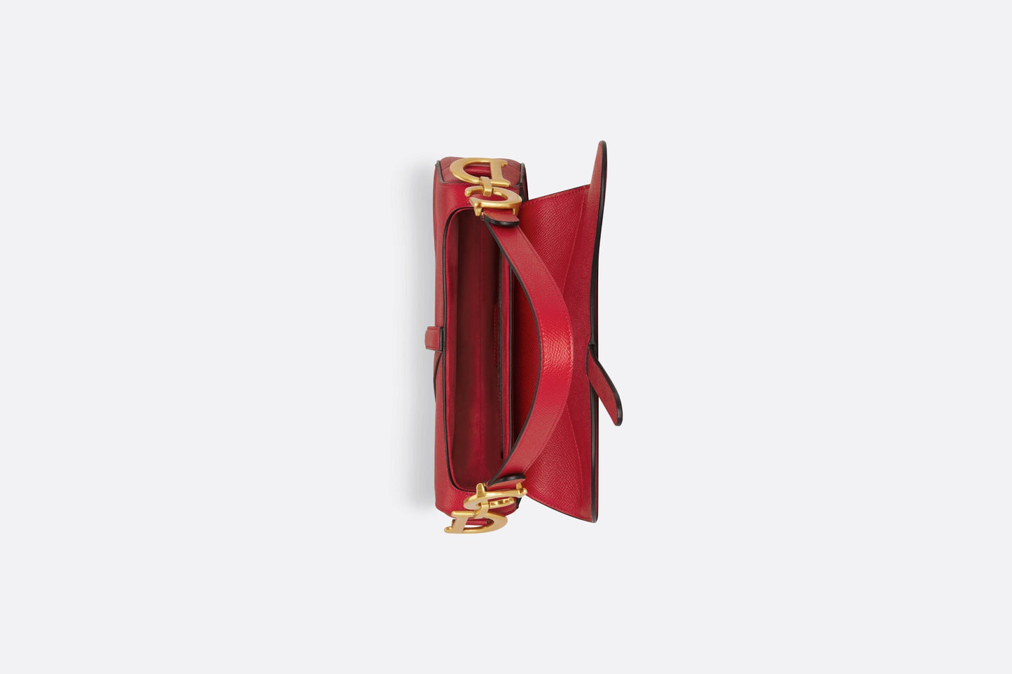 Saddle Bag with Strap • Amaryllis Red Grained Calfskin