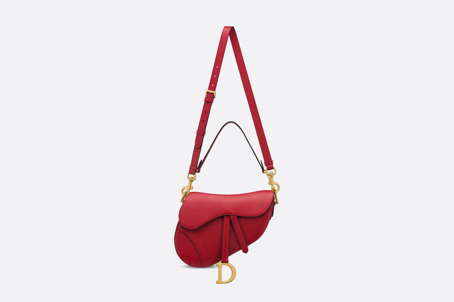 Saddle Bag with Strap • Amaryllis Red Grained Calfskin