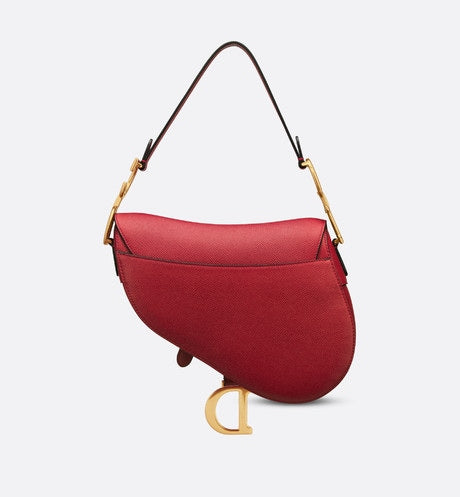 Saddle Bag with Strap • Amaryllis Red Grained Calfskin