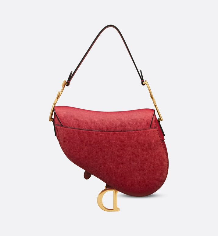 Saddle Bag with Strap • Amaryllis Red Grained Calfskin
