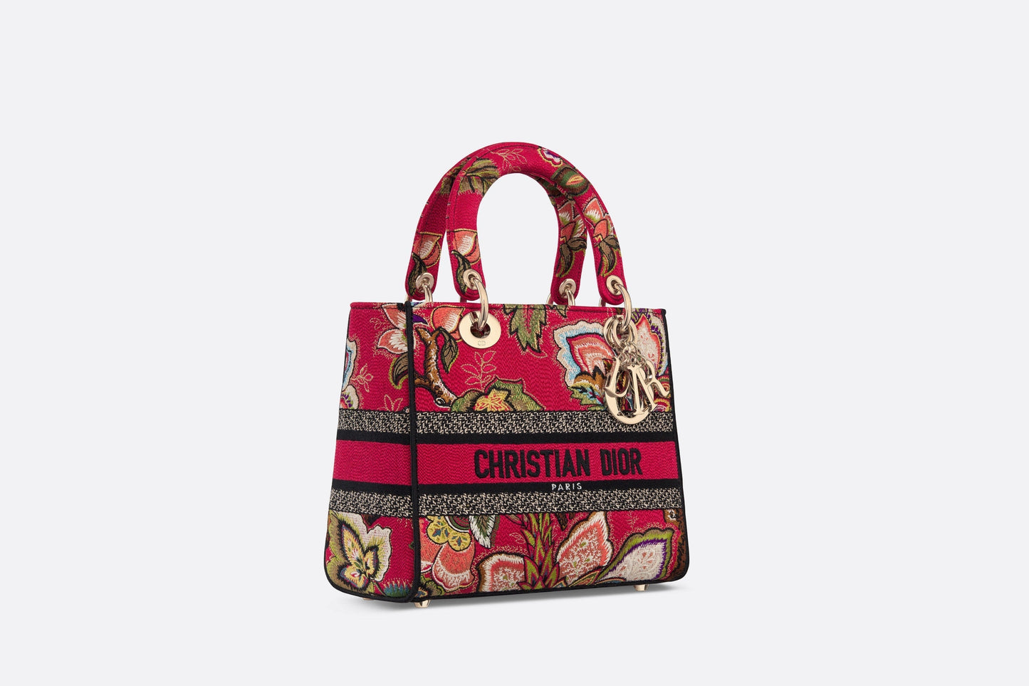 Medium Lady D-Lite Bag • Red Multicolor Albero della Vita Embroidery