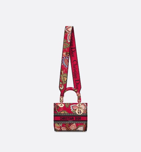 Medium Lady D-Lite Bag • Red Multicolor Albero della Vita Embroidery