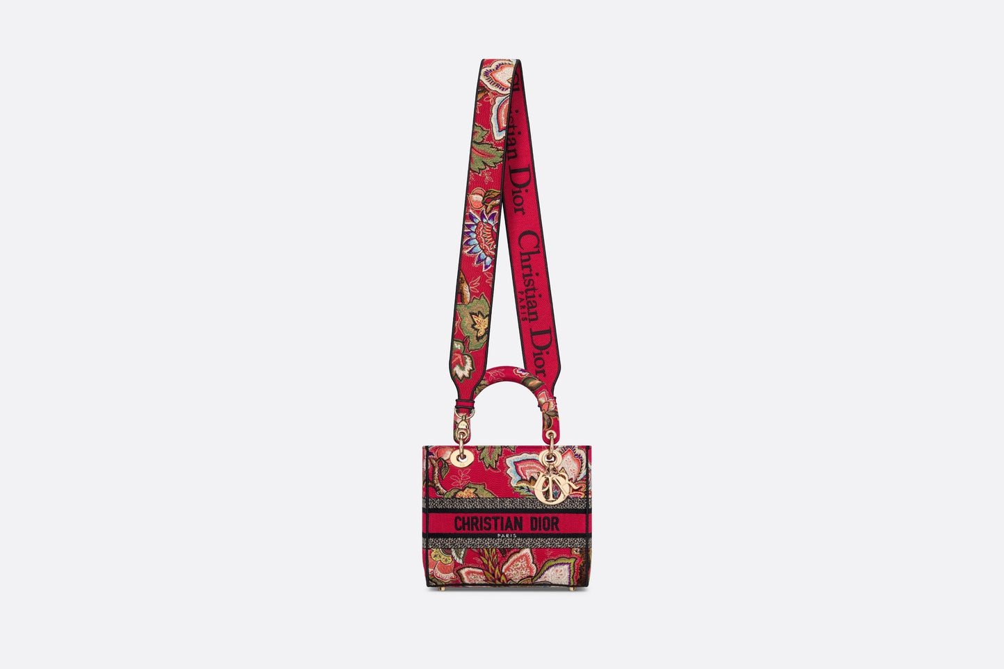 Medium Lady D-Lite Bag • Red Multicolor Albero della Vita Embroidery