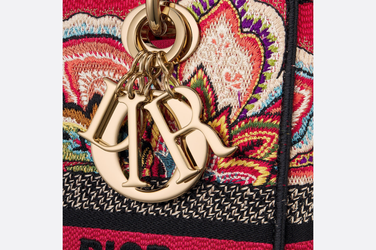 Medium Lady D-Lite Bag • Red Multicolor Albero della Vita Embroidery