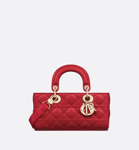 Small Lady D-Joy Bag • Amaryllis Red Cannage Lambskin