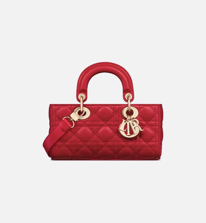 Small Lady D-Joy Bag • Amaryllis Red Cannage Lambskin