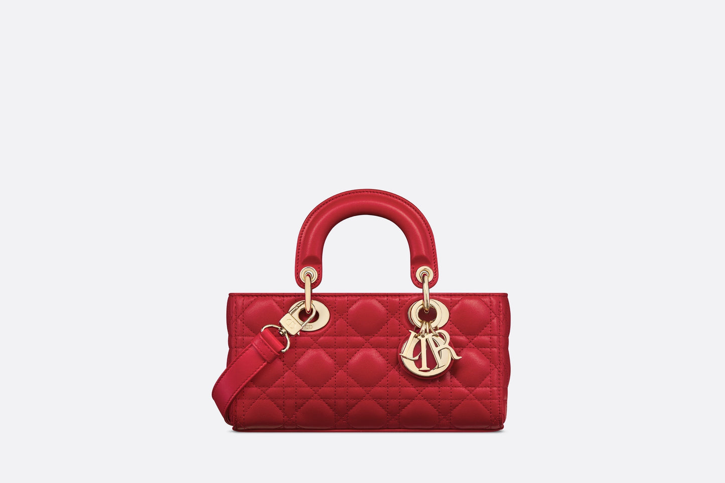 Small Lady D-Joy Bag • Amaryllis Red Cannage Lambskin