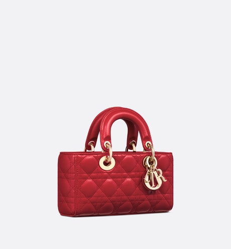 Small Lady D-Joy Bag • Amaryllis Red Cannage Lambskin