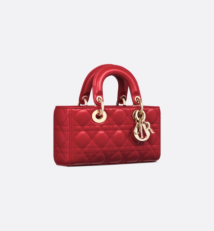Small Lady D-Joy Bag • Amaryllis Red Cannage Lambskin
