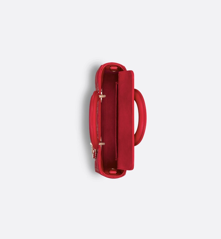 Small Lady D-Joy Bag • Amaryllis Red Cannage Lambskin