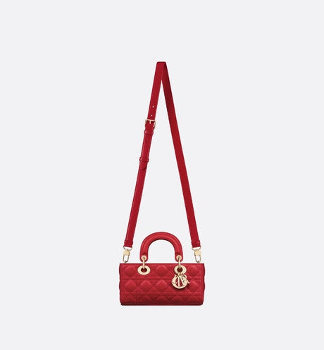 Small Lady D-Joy Bag • Amaryllis Red Cannage Lambskin
