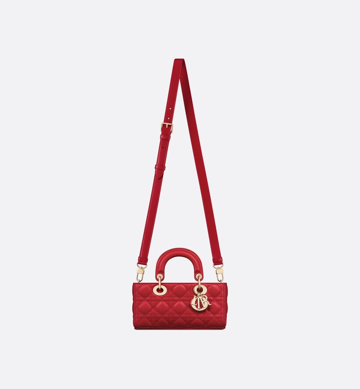 Small Lady D-Joy Bag • Amaryllis Red Cannage Lambskin