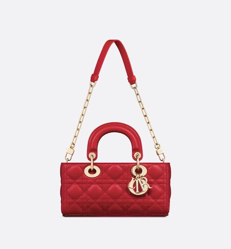 Small Lady D-Joy Bag • Amaryllis Red Cannage Lambskin
