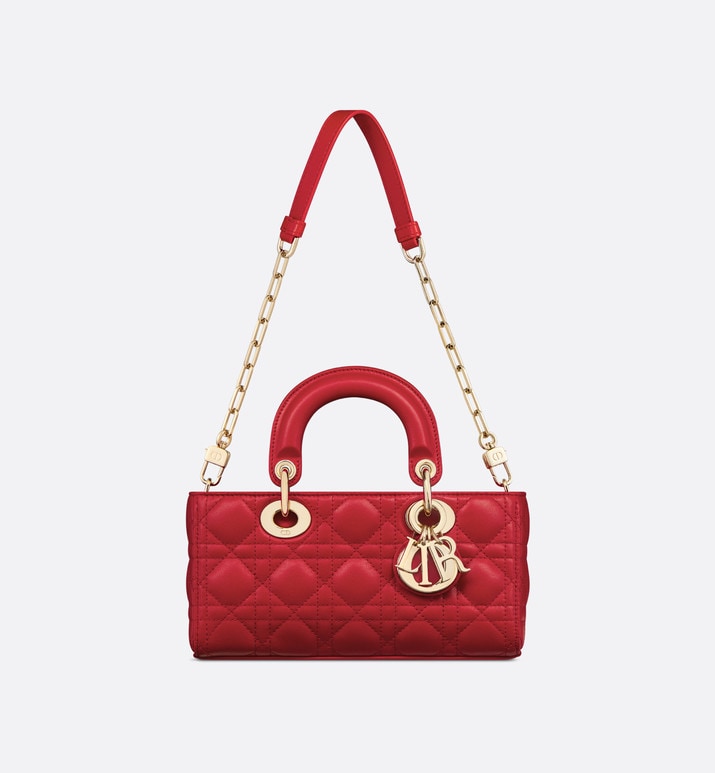 Small Lady D-Joy Bag • Amaryllis Red Cannage Lambskin