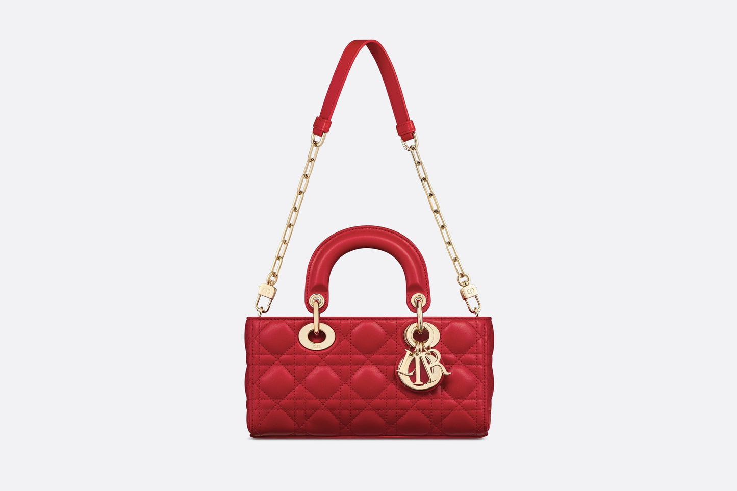 Small Lady D-Joy Bag • Amaryllis Red Cannage Lambskin