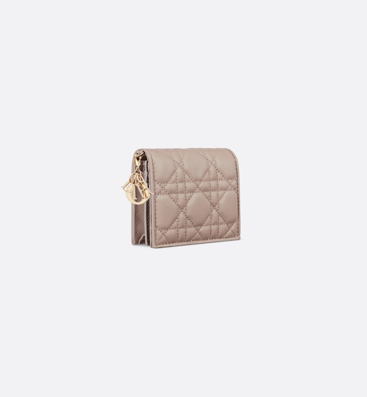 Lady Dior Mini Wallet • Warm Taupe Cannage Lambskin