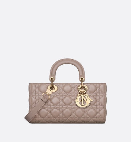 Medium Lady D-Joy Bag • Warm Taupe Cannage Lambskin