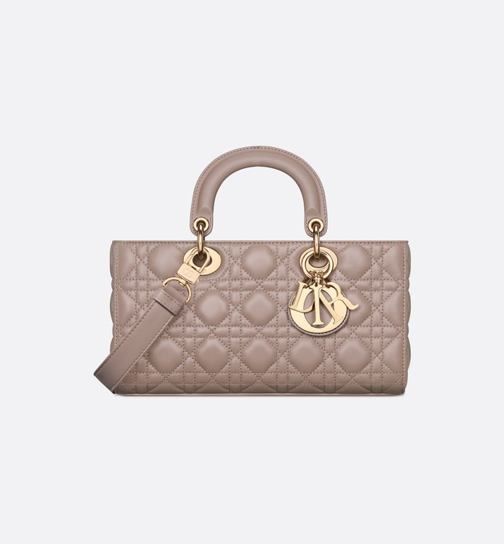 Medium Lady D-Joy Bag • Warm Taupe Cannage Lambskin