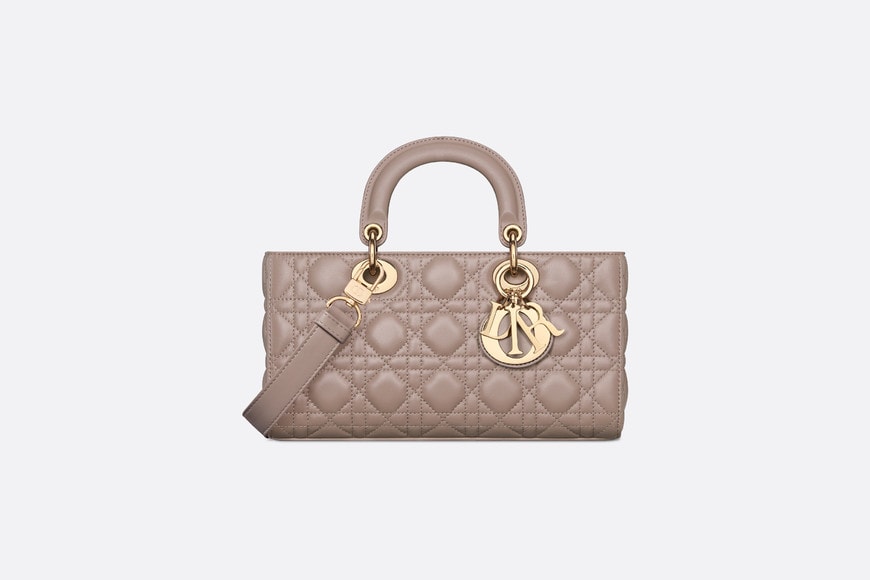 Medium Lady D-Joy Bag • Warm Taupe Cannage Lambskin