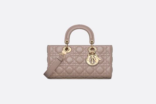 Medium Lady D-Joy Bag • Warm Taupe Cannage Lambskin