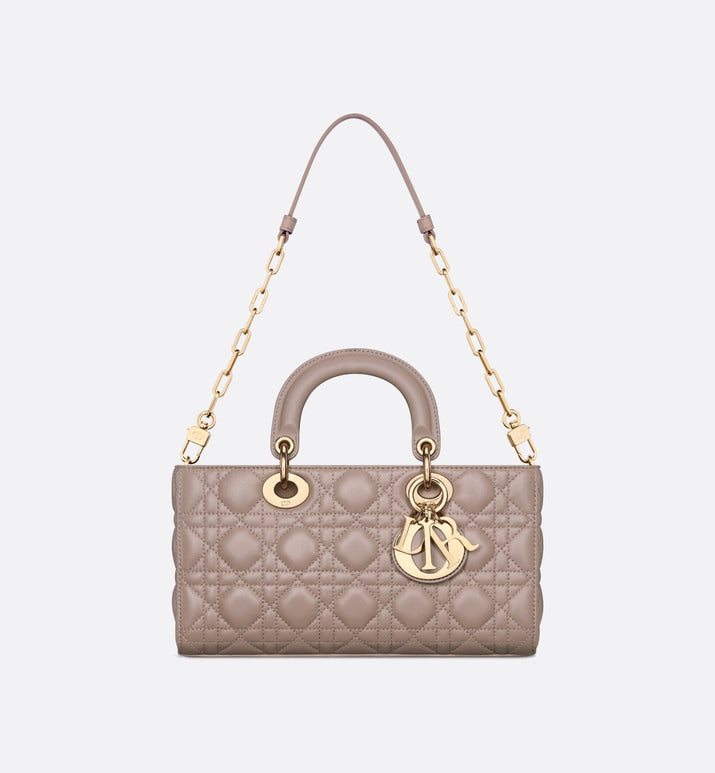 Medium Lady D-Joy Bag • Warm Taupe Cannage Lambskin