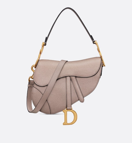 Saddle Bag with Strap • Warm Taupe Grained Calfskin