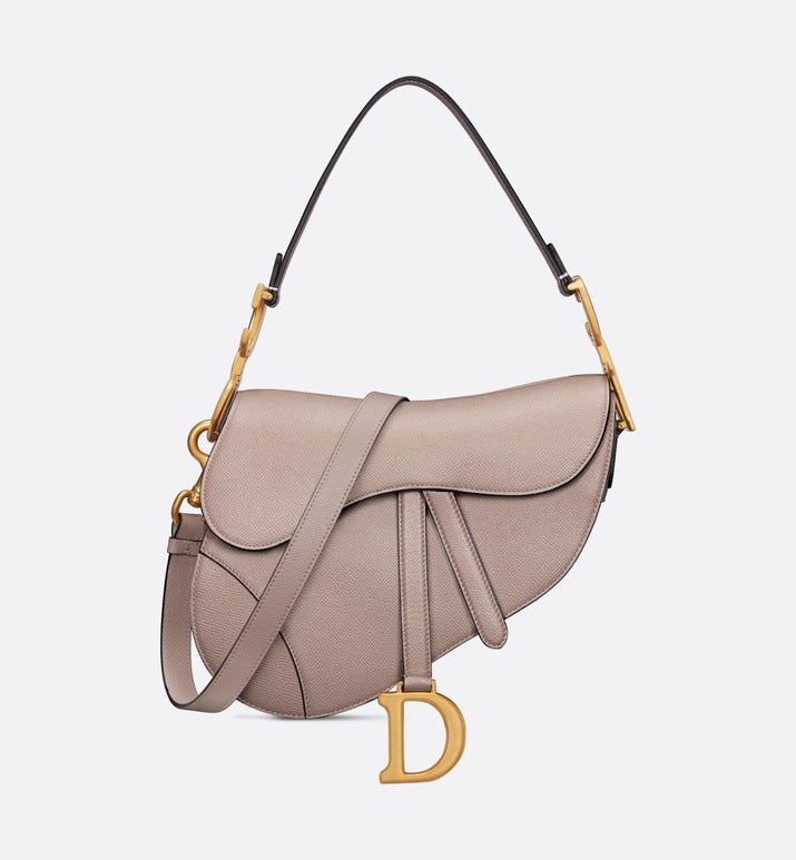 Saddle Bag with Strap • Warm Taupe Grained Calfskin