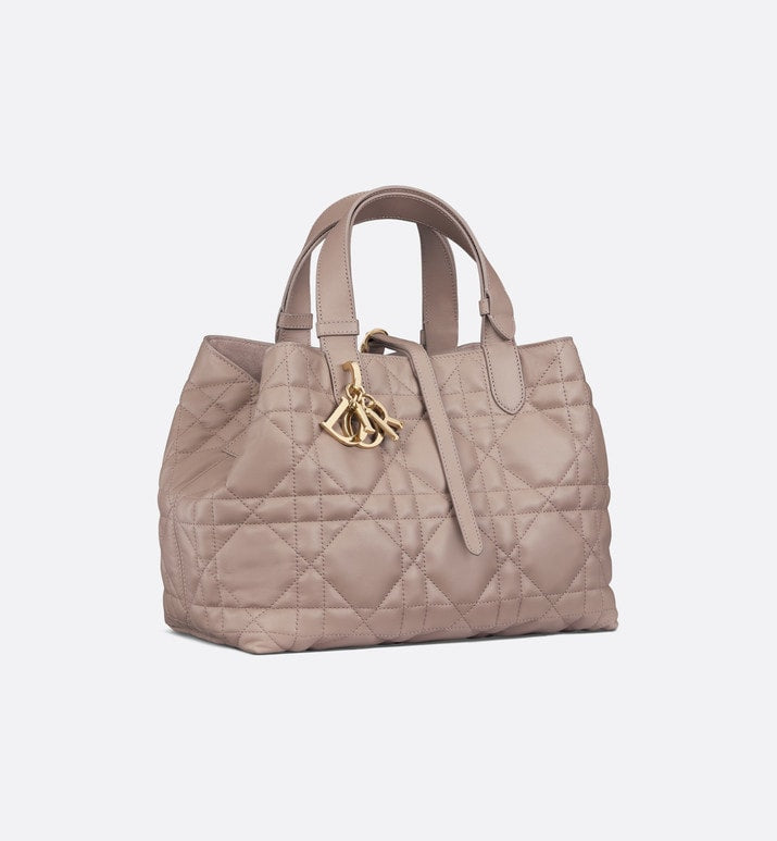 Medium Dior Toujours Bag • Warm Taupe Macrocannage Calfskin