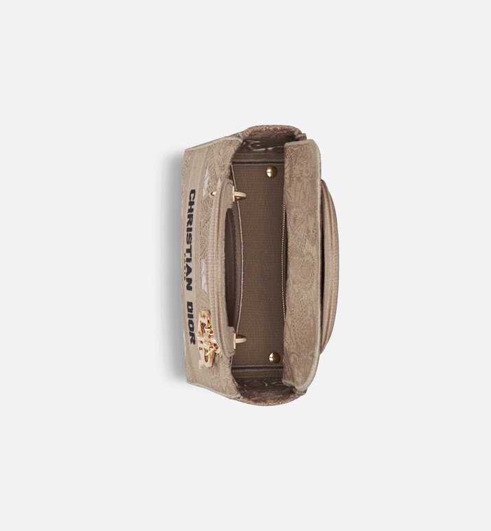 Medium Lady D-Lite Bag • Beige D-Lace Butterfly Embroidery with Macramé Effect