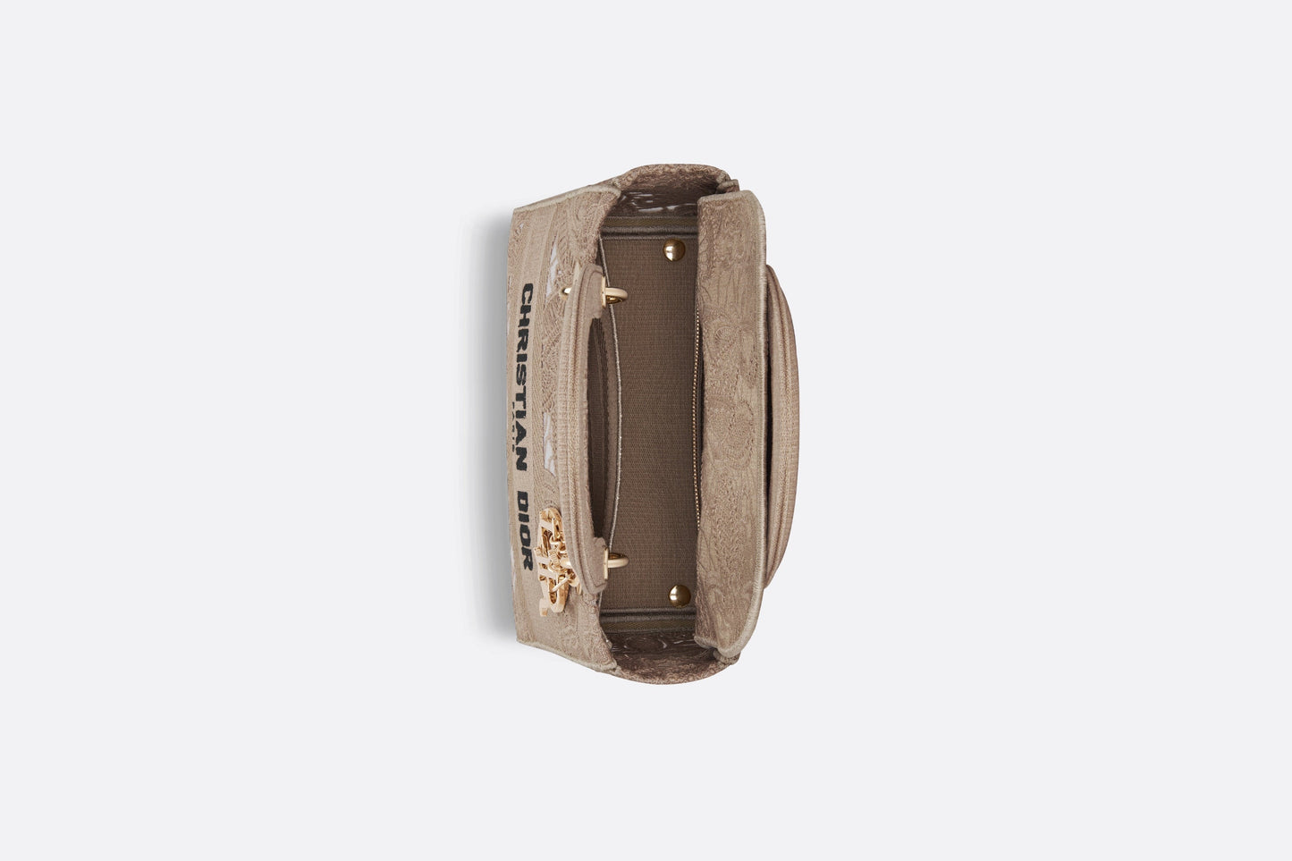 Medium Lady D-Lite Bag • Beige D-Lace Butterfly Embroidery with Macramé Effect