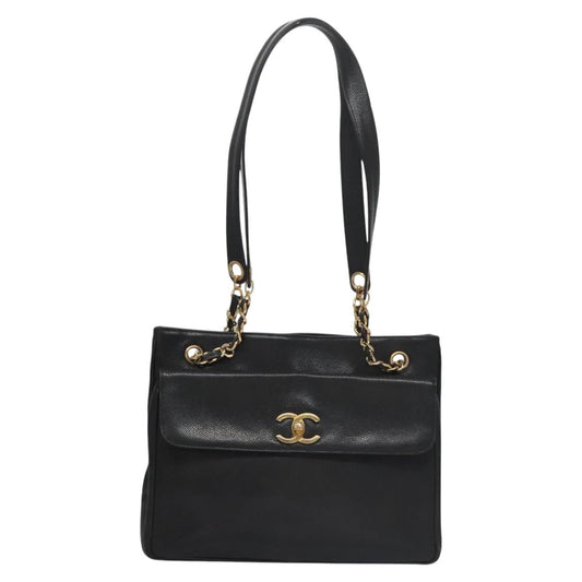 Chanel Cc Totebag Black Leather Tote Bag ()