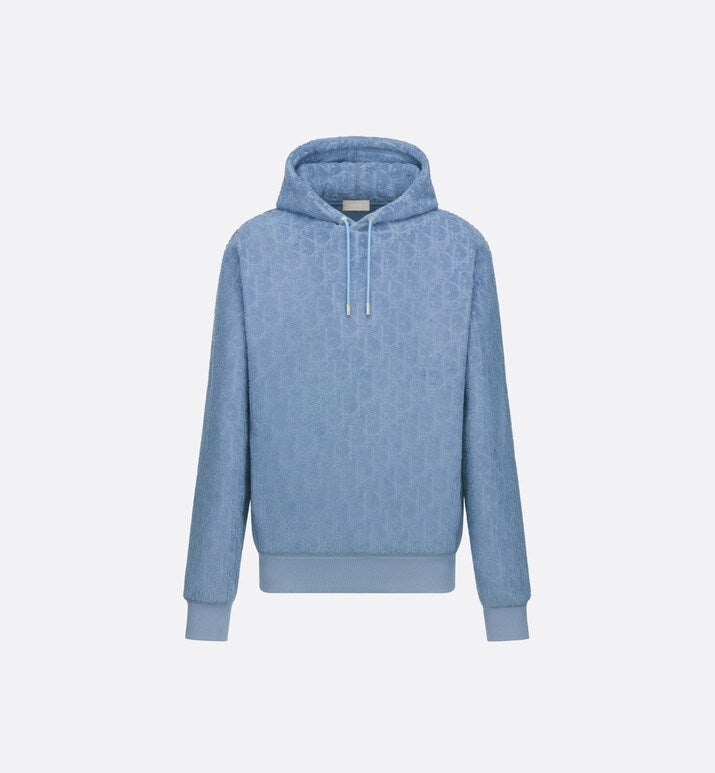 Dior Oblique Relaxed-Fit Hooded Sweatshirt • Blue Terry Cotton Jacquard