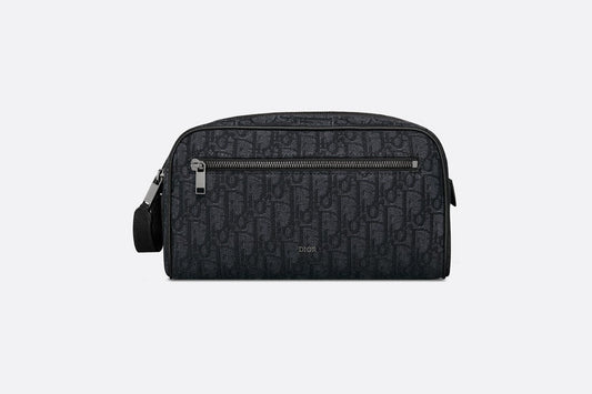 Toiletry Bag • Black Dior Oblique Jacquard and Grained Calfskin