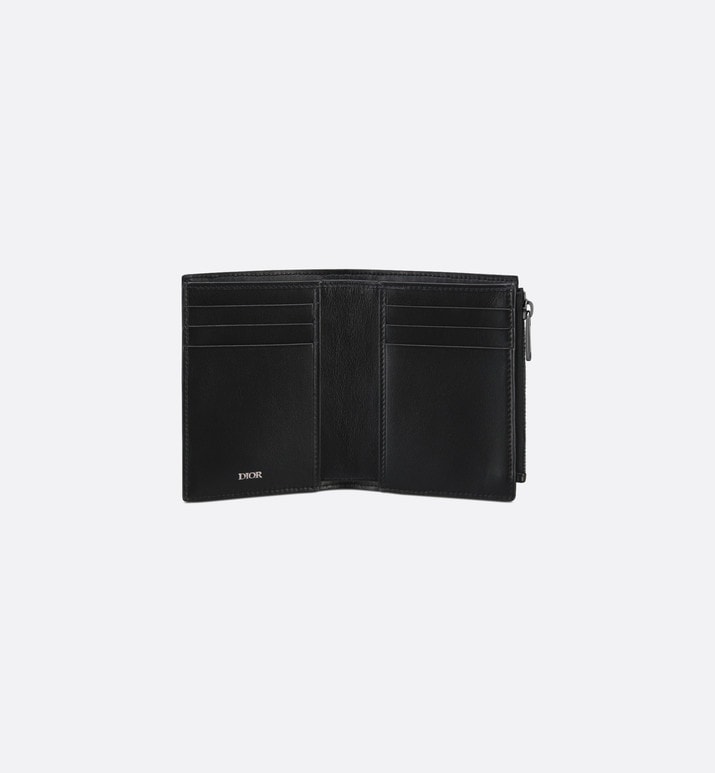 Vertical Compact Card Holder • Beige and Black Dior Oblique Jacquard