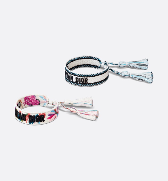 Christian Dior Bracelet Set • Multicolor and White Toile de Jouy Fantastica Embroidery