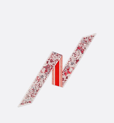 Butterfly Around the World Mitzah Scarf • White and Red Silk Twill