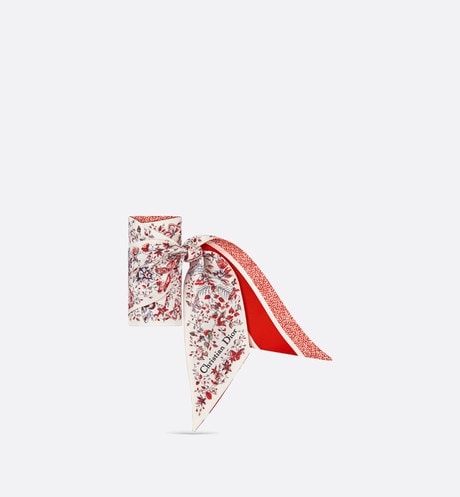 Butterfly Around the World Mitzah Scarf • White and Red Silk Twill