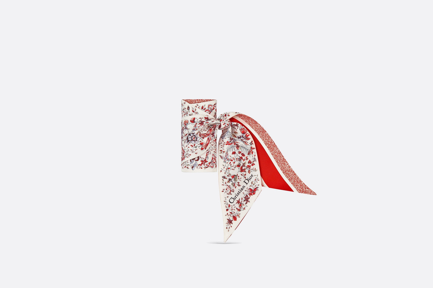 Butterfly Around the World Mitzah Scarf • White and Red Silk Twill