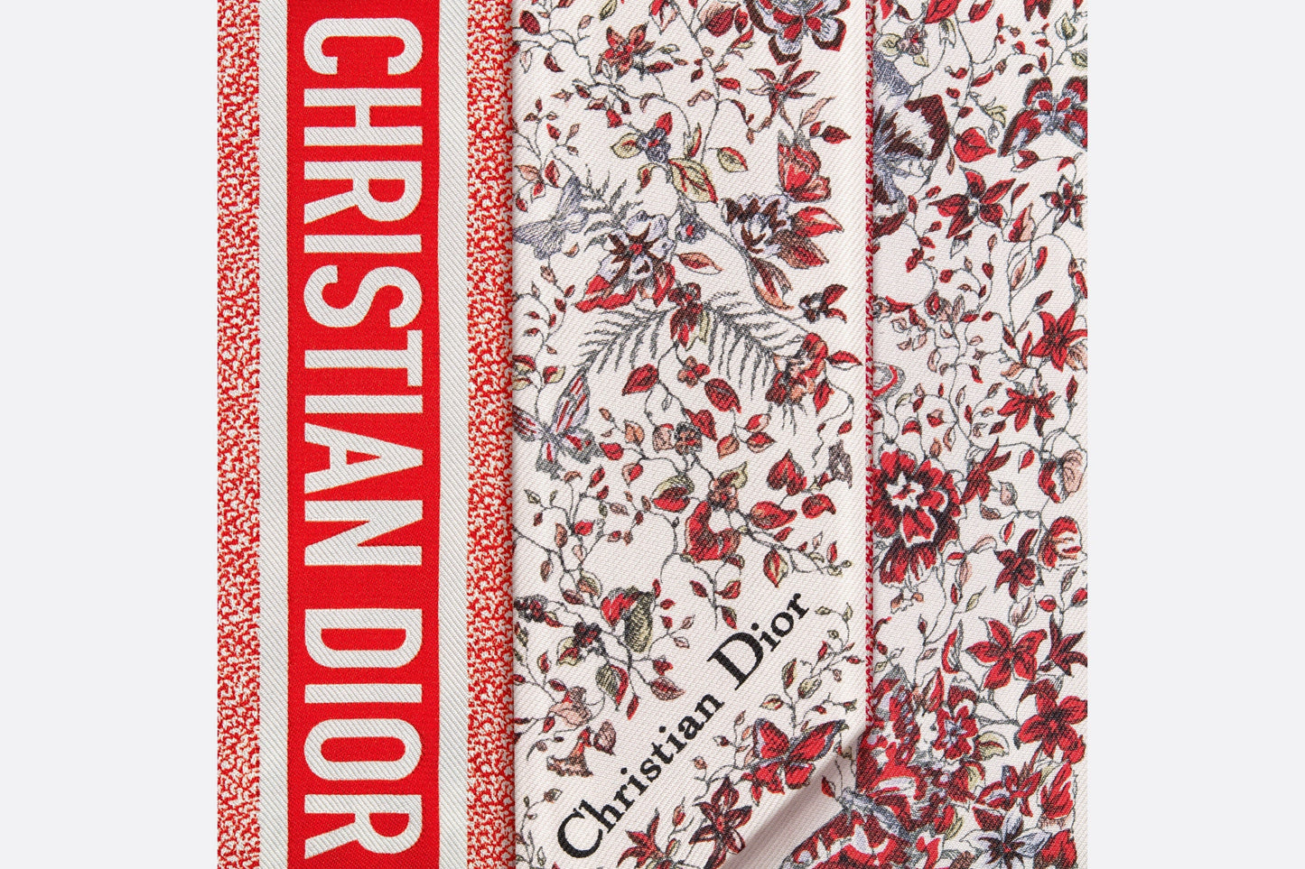 Butterfly Around the World Mitzah Scarf • White and Red Silk Twill