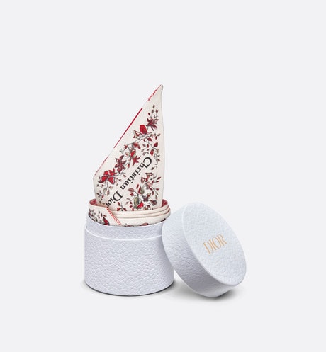 Butterfly Around the World Mitzah Scarf • White and Red Silk Twill