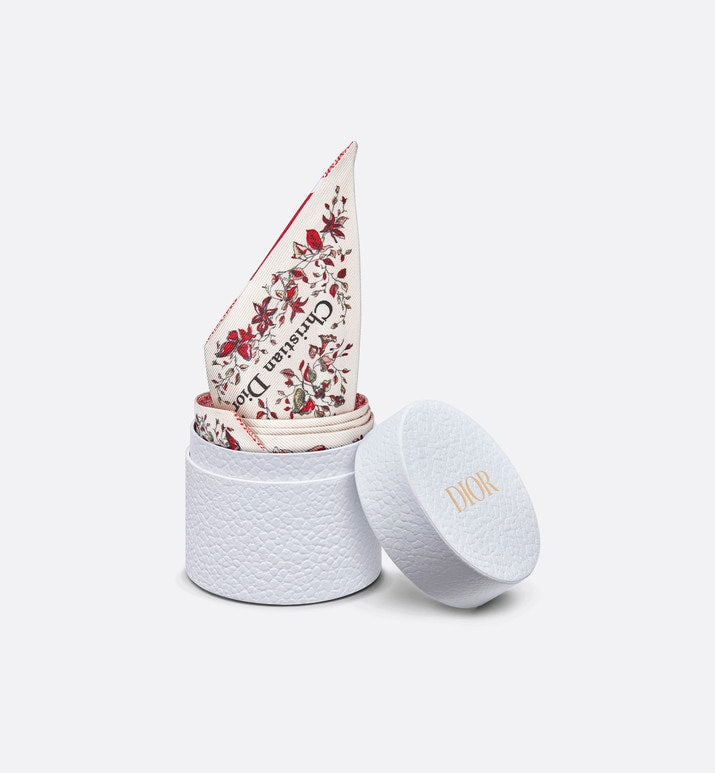 Butterfly Around the World Mitzah Scarf • White and Red Silk Twill