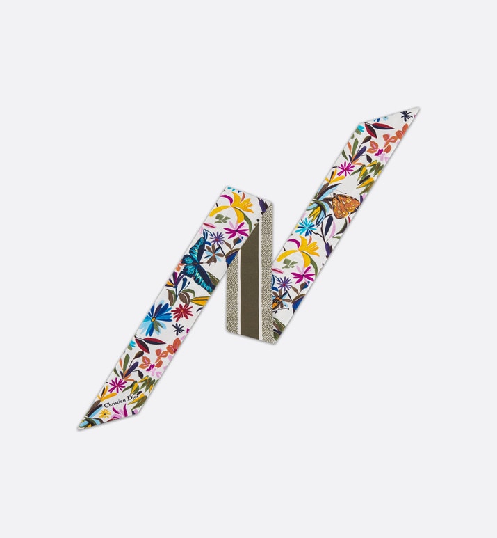 Toile de Jouy Fantastica Mitzah Scarf • White Multicolor Silk Twill