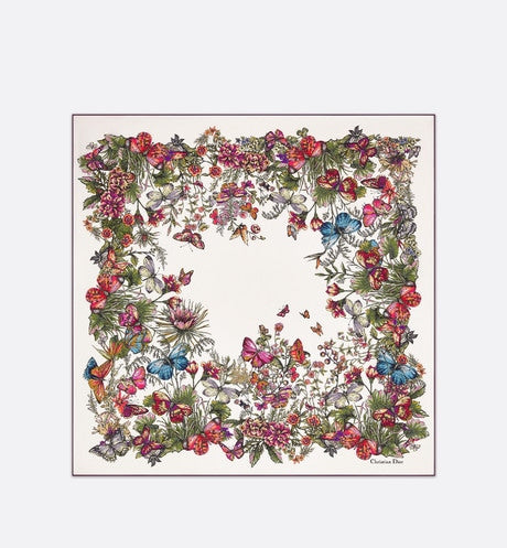 Mexico Millefiori 90 Square Scarf • Off-White Multicolor Silk Twill