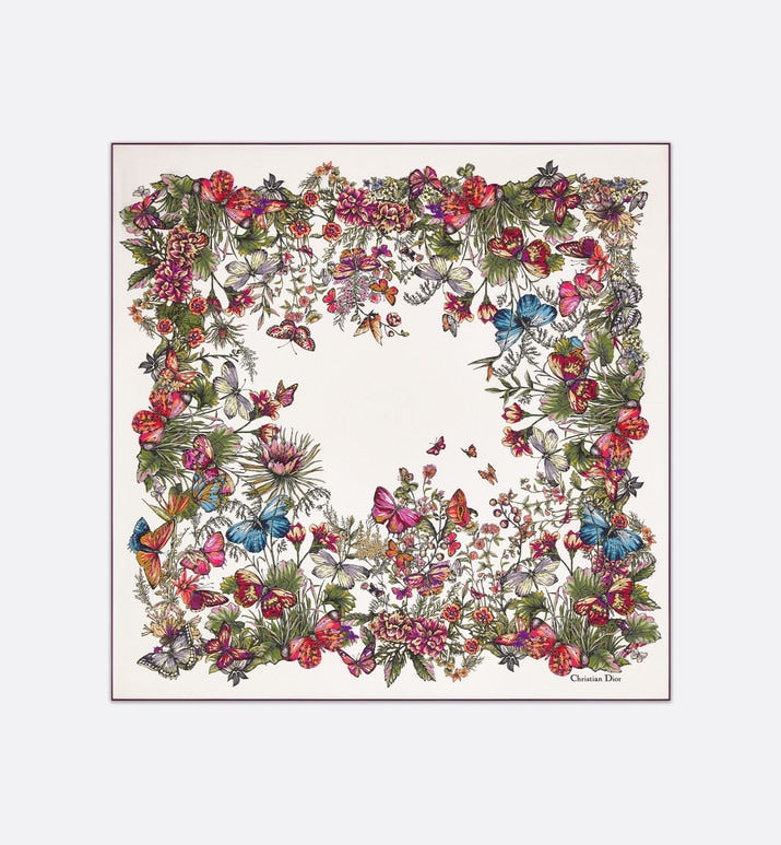 Mexico Millefiori 90 Square Scarf • Off-White Multicolor Silk Twill