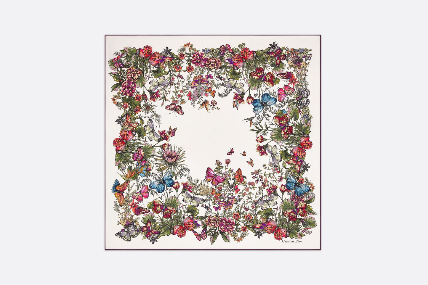 Mexico Millefiori 90 Square Scarf • Off-White Multicolor Silk Twill