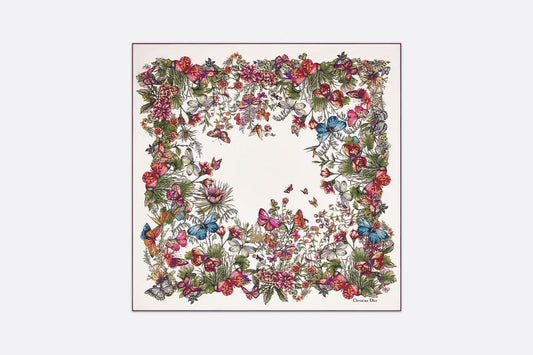 Mexico Millefiori 90 Square Scarf • Off-White Multicolor Silk Twill