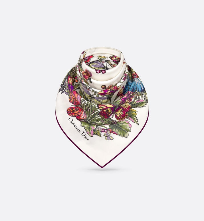 Mexico Millefiori 90 Square Scarf • Off-White Multicolor Silk Twill